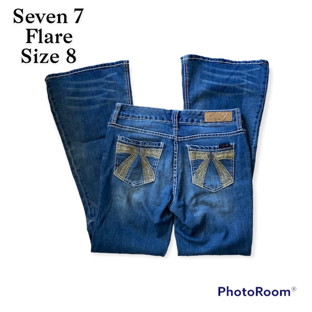 Seven 7 | Flare | Size 8 | Flare Leg Denim | Embellished Button